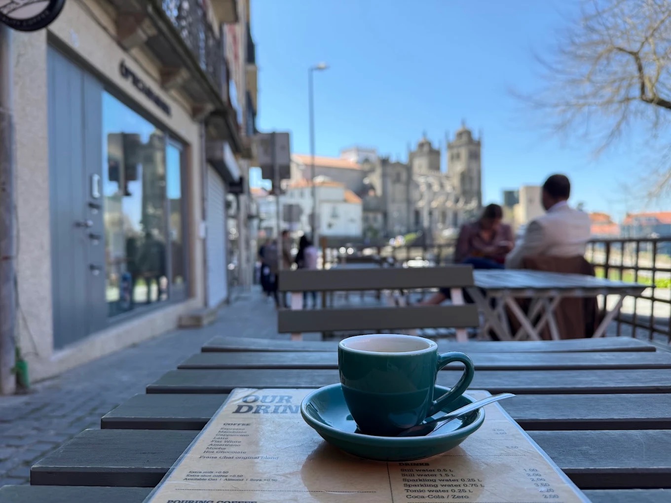 Espresso outdoors near Porto Cathedral at My Coffee Porto